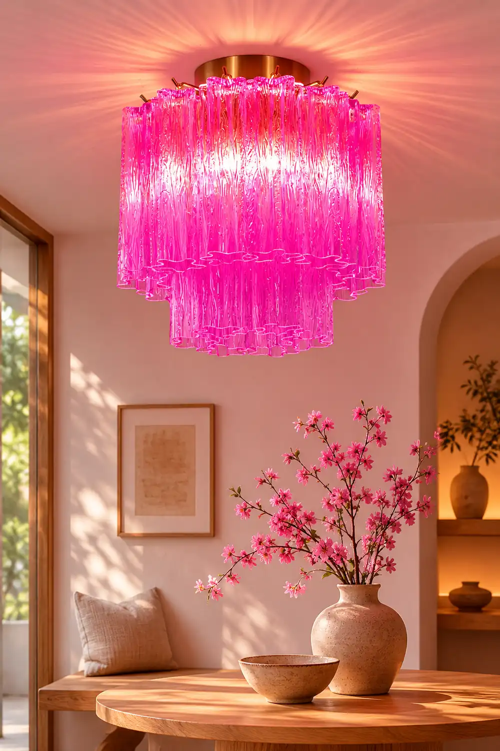 Fiora Rose Red Glass Ceiling Lamp - Lumpaz