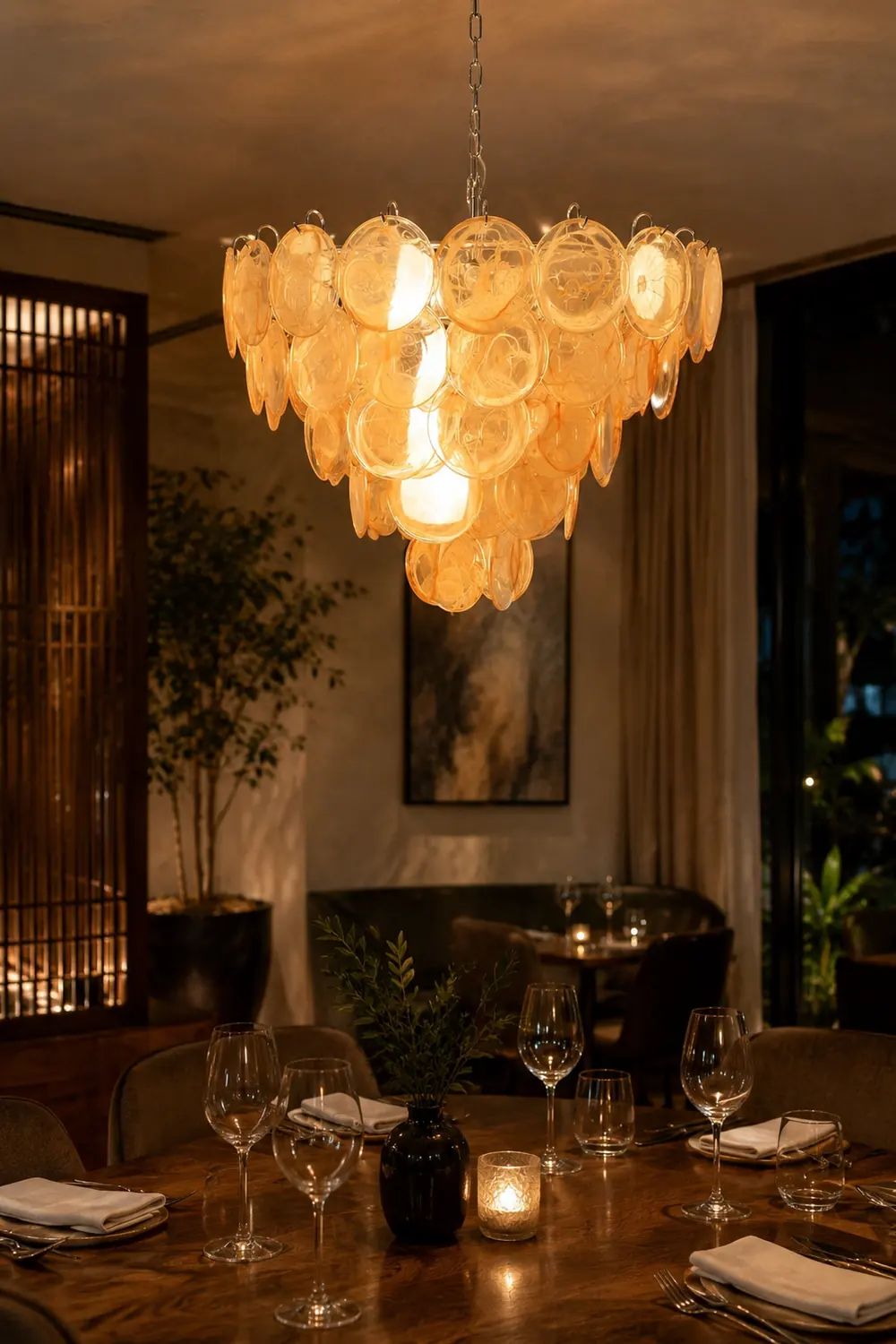Orange Murano Disc Chandelier - Lumpaz