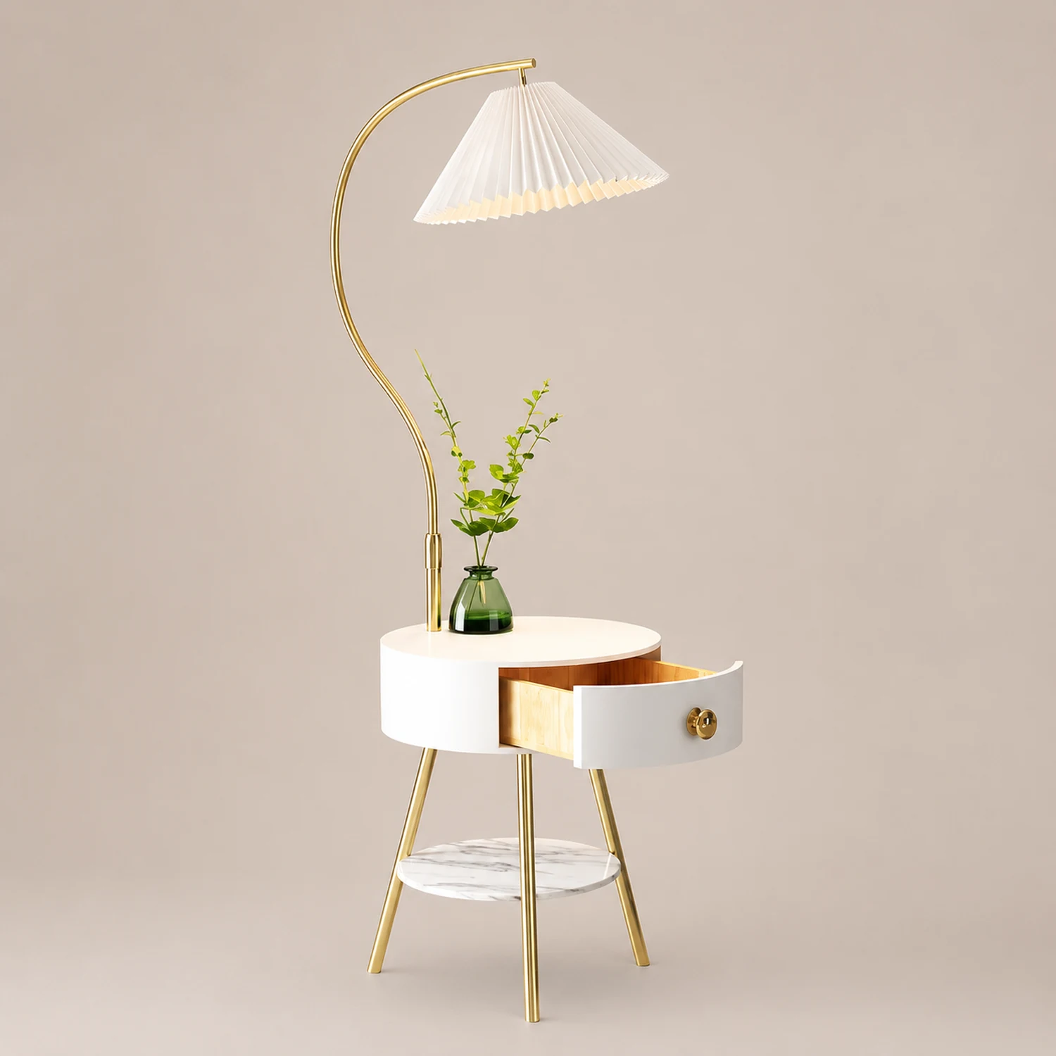 Pleated Nightstand Floor Light - Lumpaz