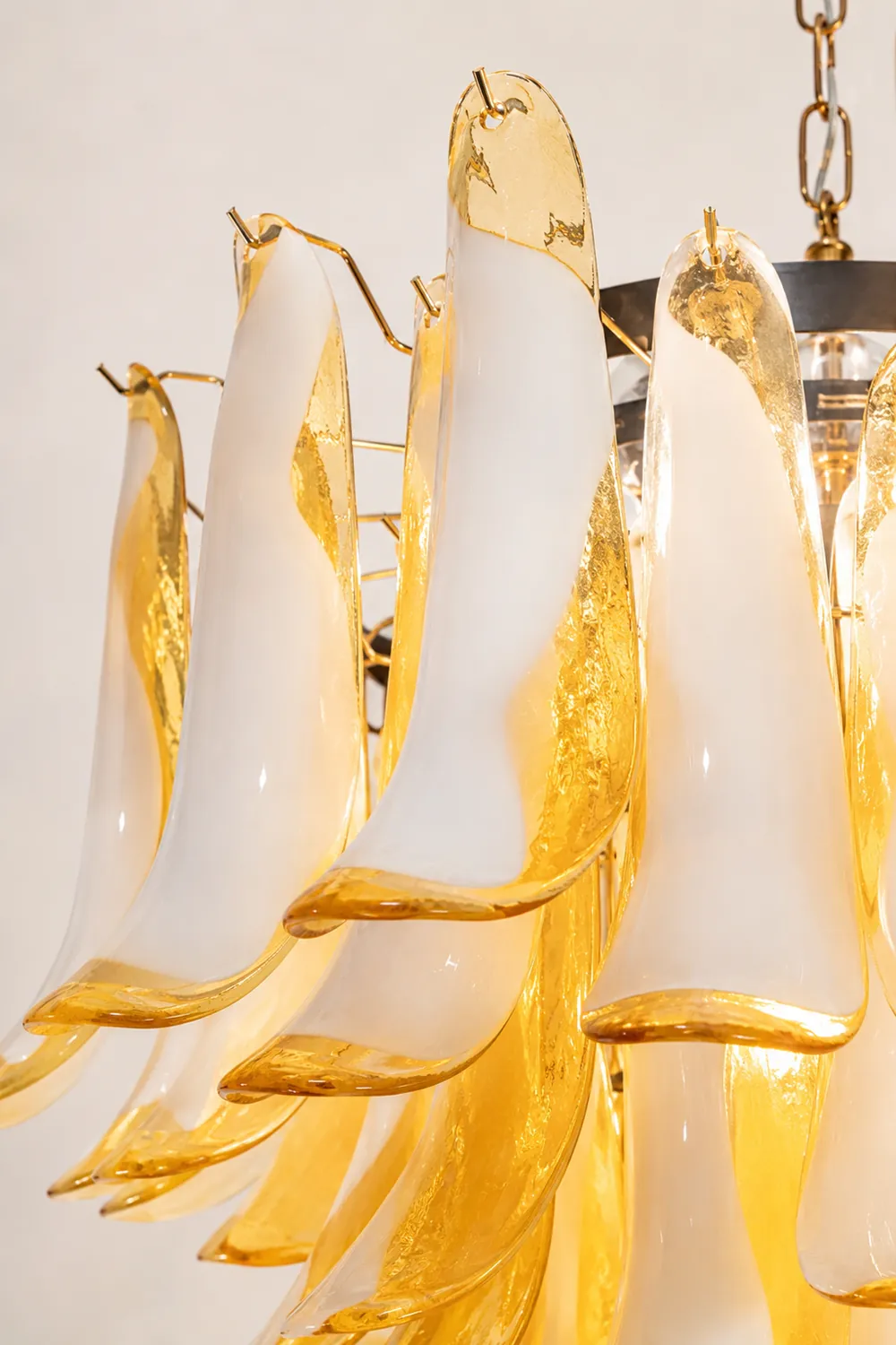 Amber Glass Murano Petals Chandelier - Lumpaz
