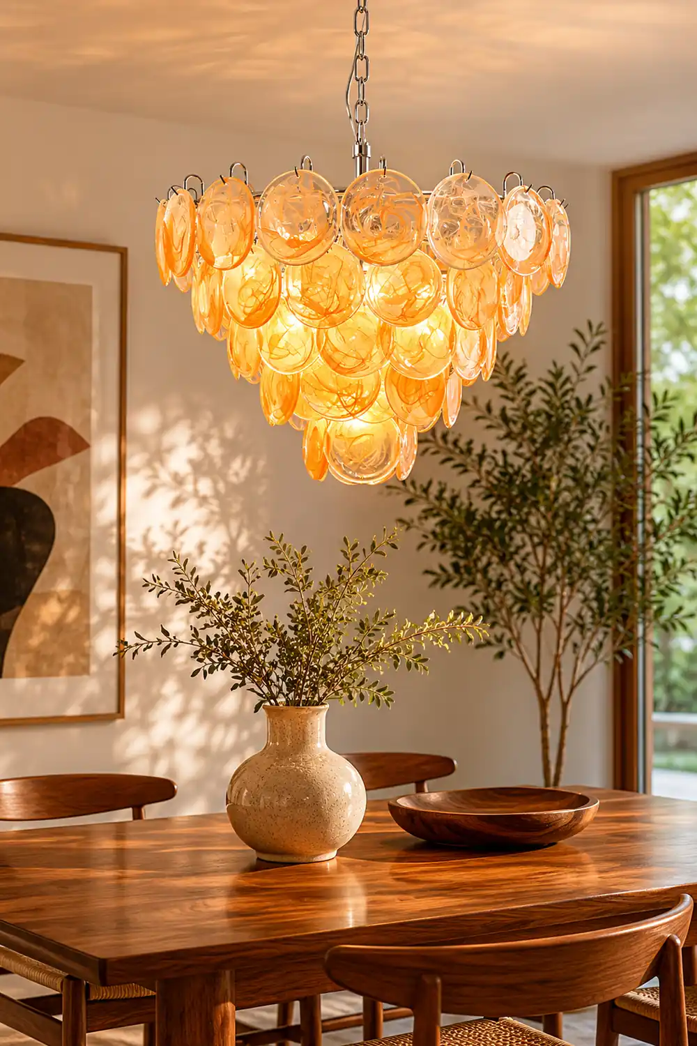 Orange Murano Disc Chandelier - Lumpaz