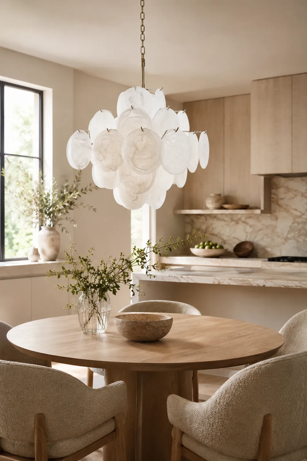 Isadora Murano White Disc Chandelier - Lumpaz