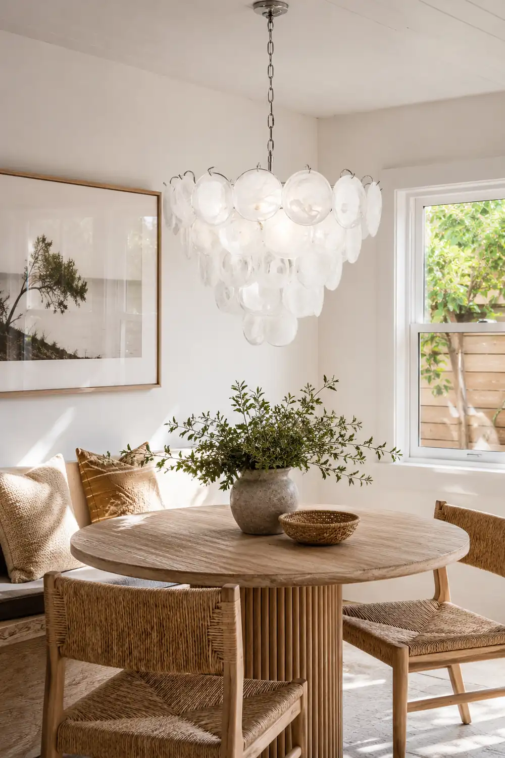 White Murano Disc Chandelier - Lumpaz