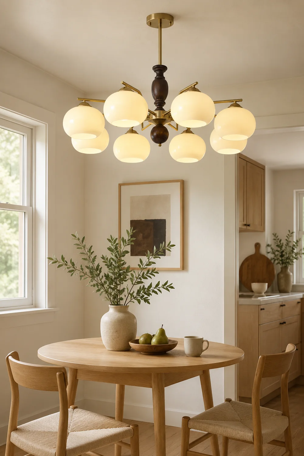 Walnut Beige Orb Chandelier - Lumpaz