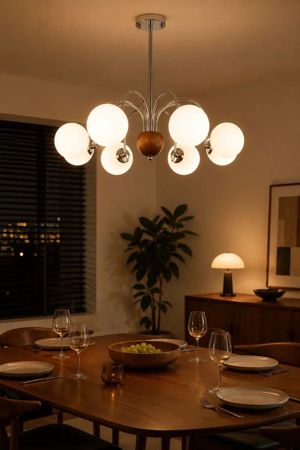 Polpgne Chrome Chandelier - Lumpaz