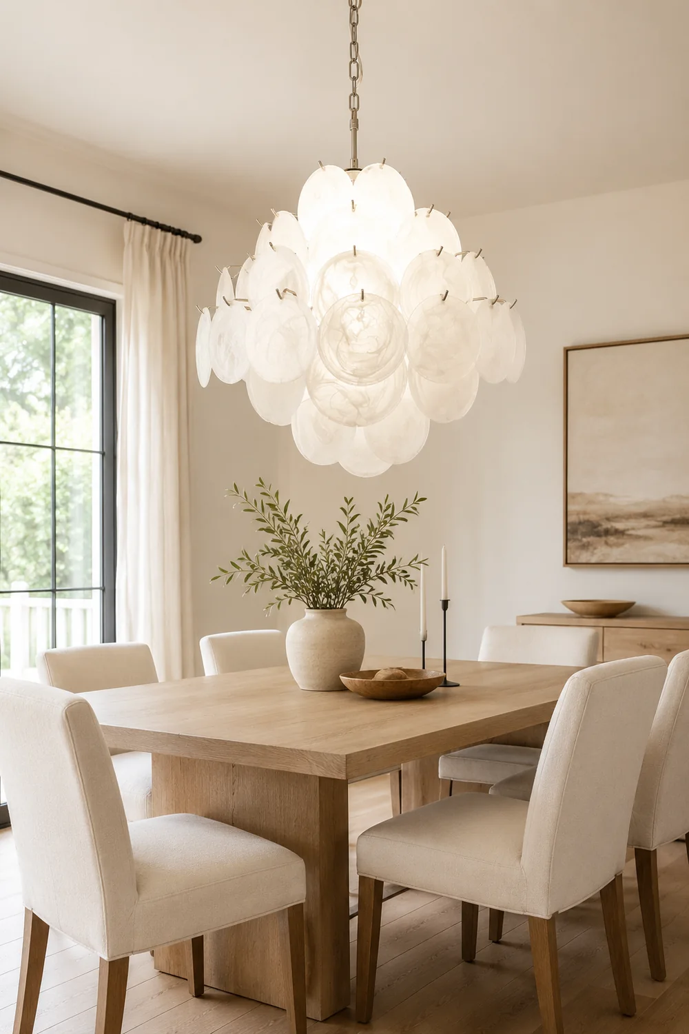 Isadora Murano White Disc Chandelier - Lumpaz