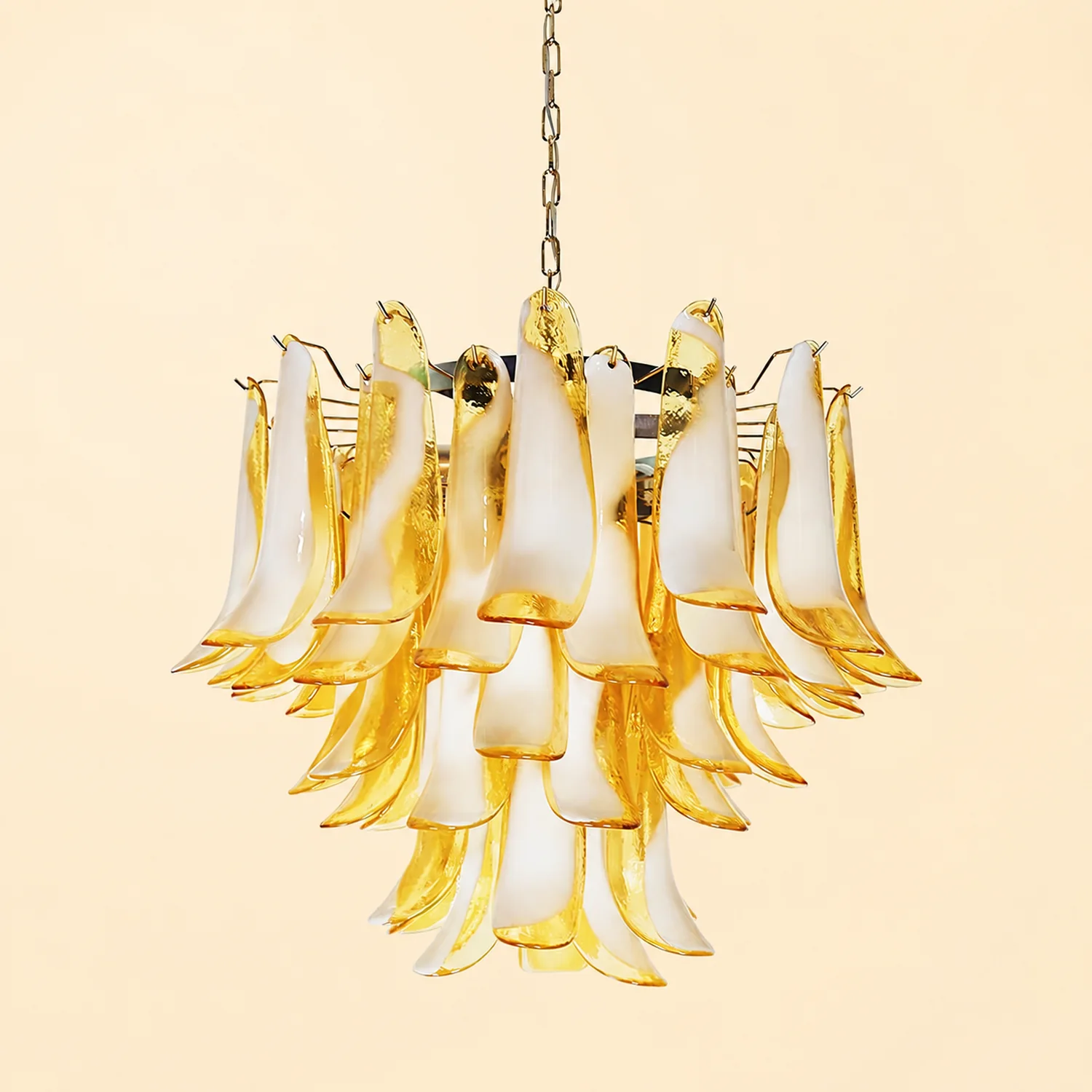 Amber Glass Murano Petals Chandelier - Lumpaz
