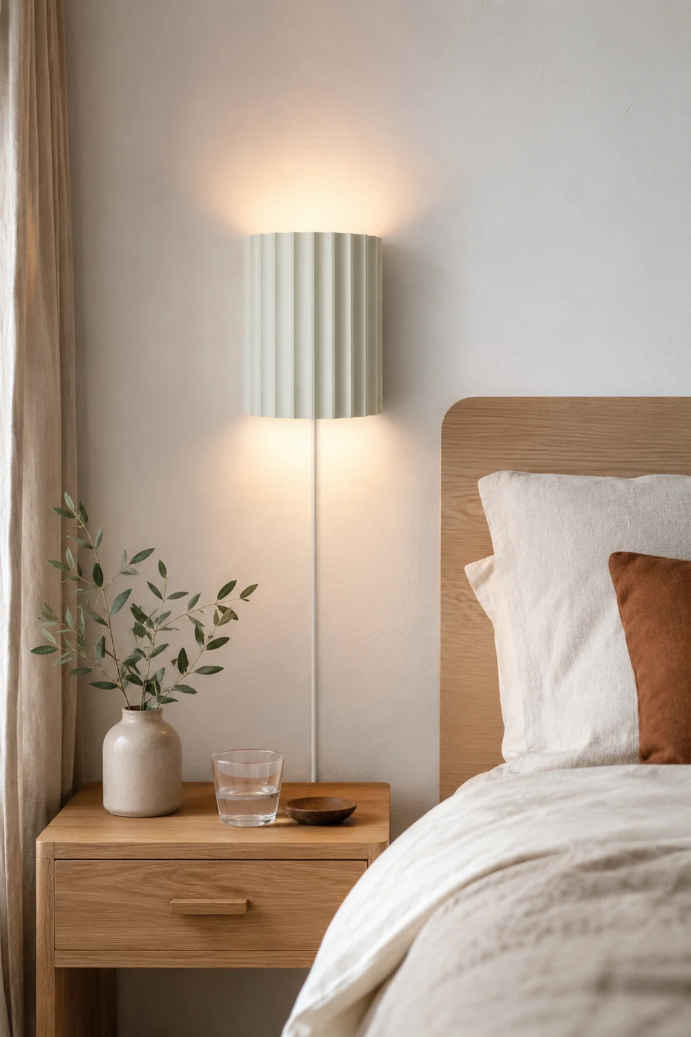 Fluted Resin Plug In Wall Lamp - Lumpaz