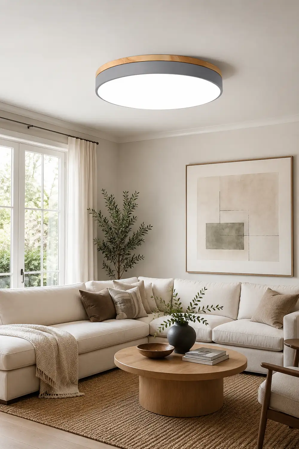 Zara Circular Wood Ceiling Lamp - Lumpaz