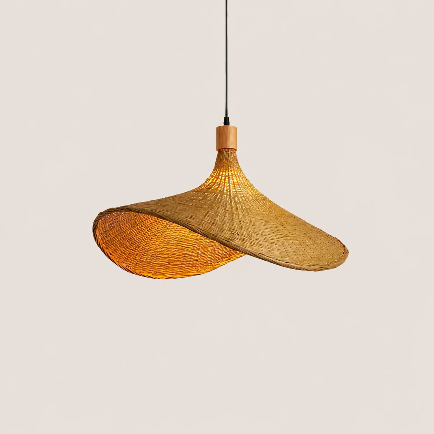 Rattan Weave Hat Pendant Light - Lumpaz