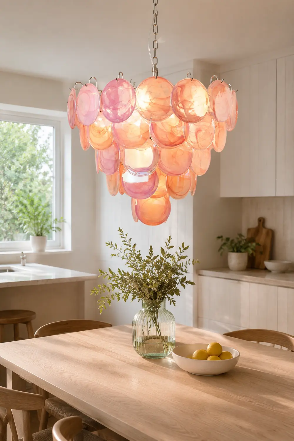 Pink Murano Disc Chandelier - Lumpaz