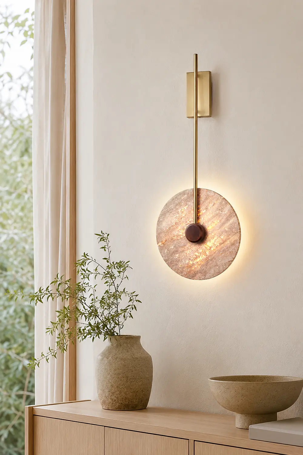 Travertine Disc Wall Lamp - Lumpaz