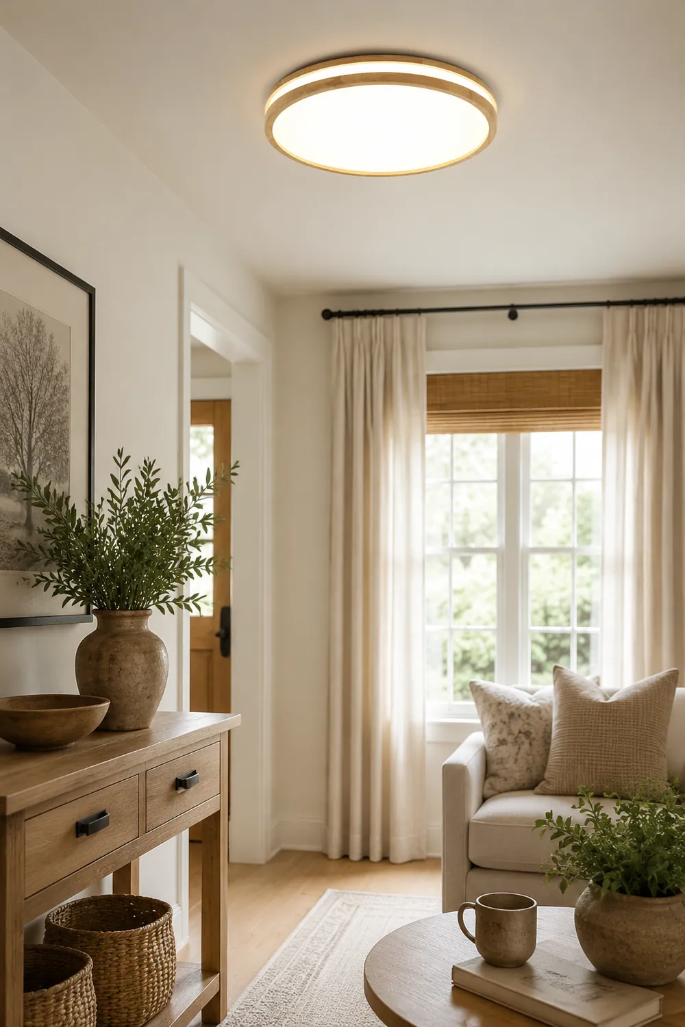 Vintage Wood Round LED Ceiling Light - Lumpaz