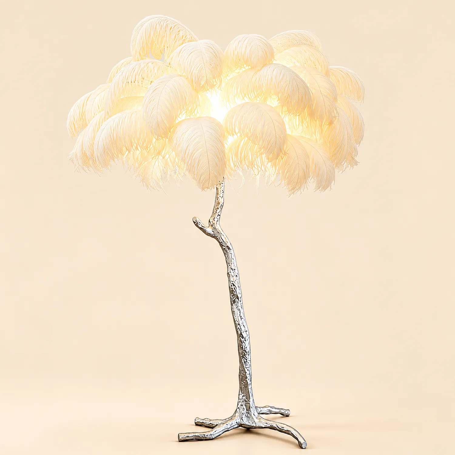 Ostrich Feather Brass Floor Lamp - Lumpaz
