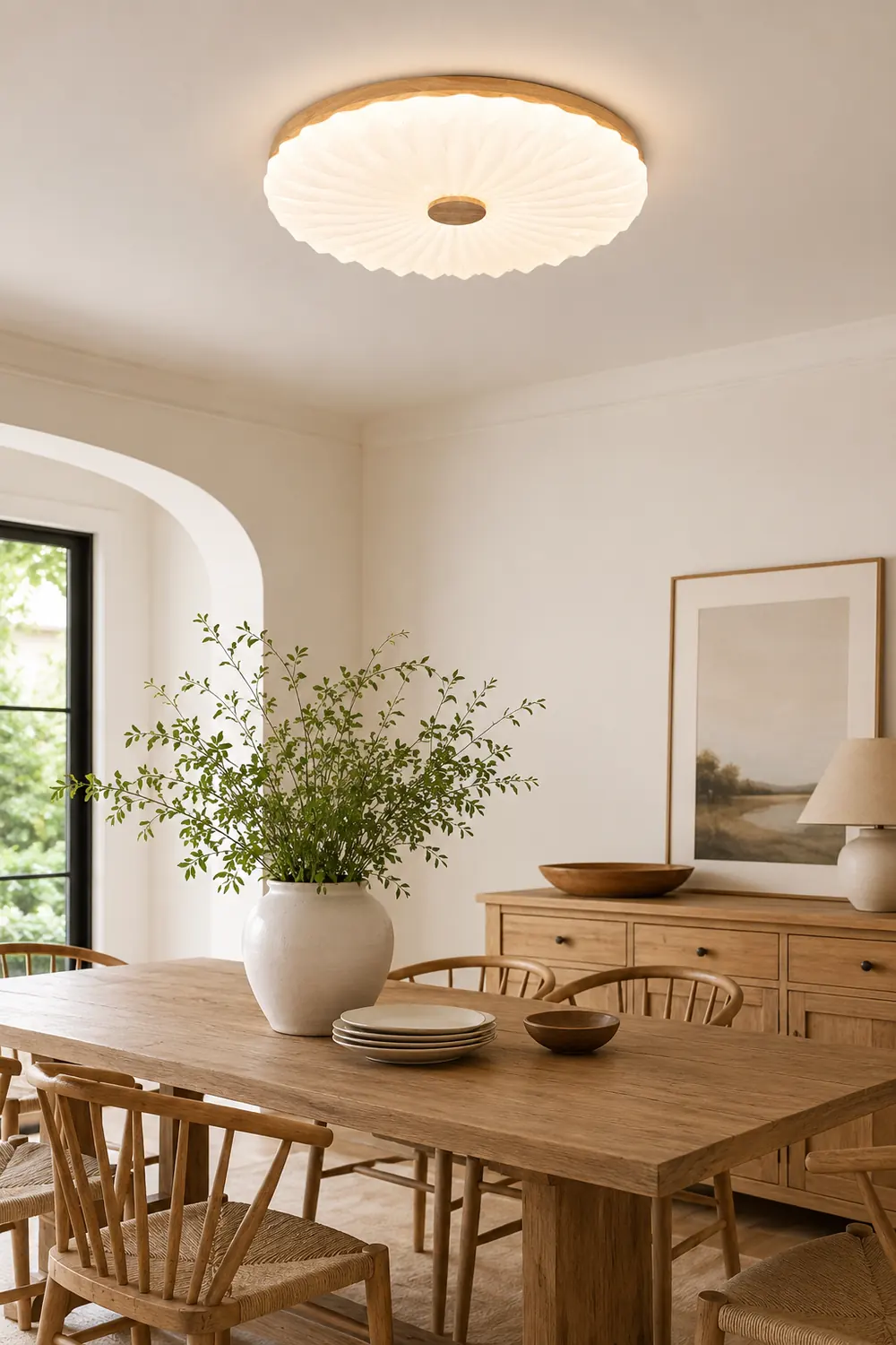 Vintage White Round LED Ceiling Light - Lumpaz