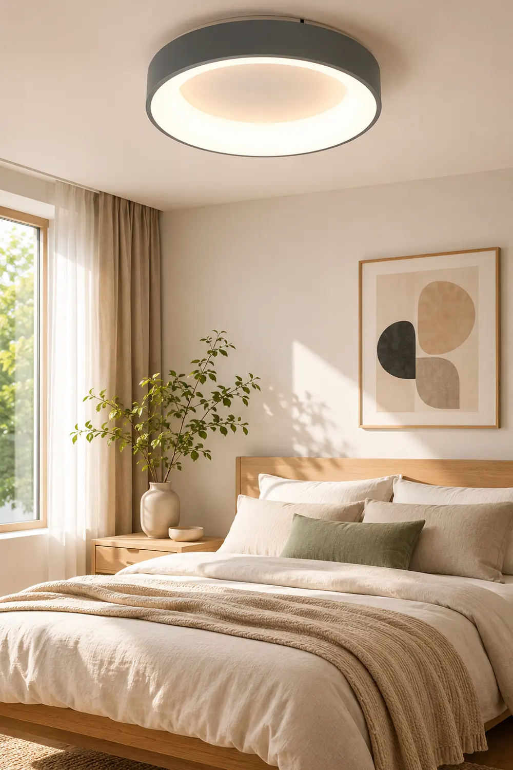 Scandinavian Grey Round LED Ceiling Light - Lumpaz