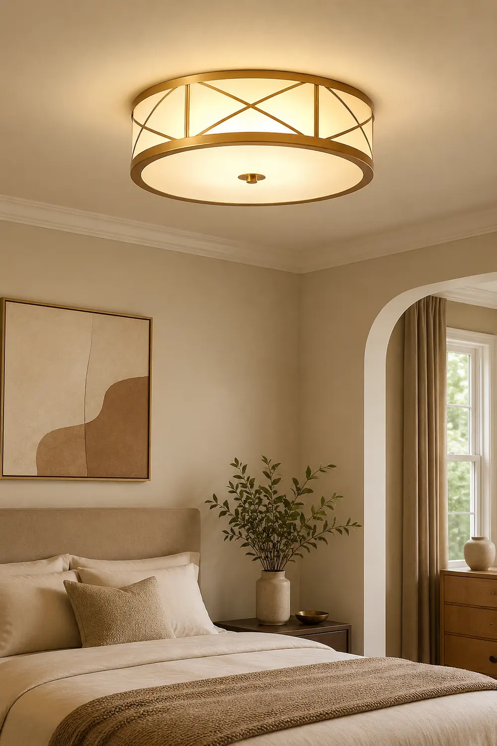 Antique Geometry Glass Drum Ceiling Light - Lumpaz