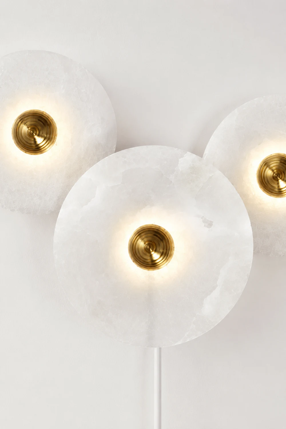 Round Alabaster Combination Plug In Wall Lamp - Lumpaz