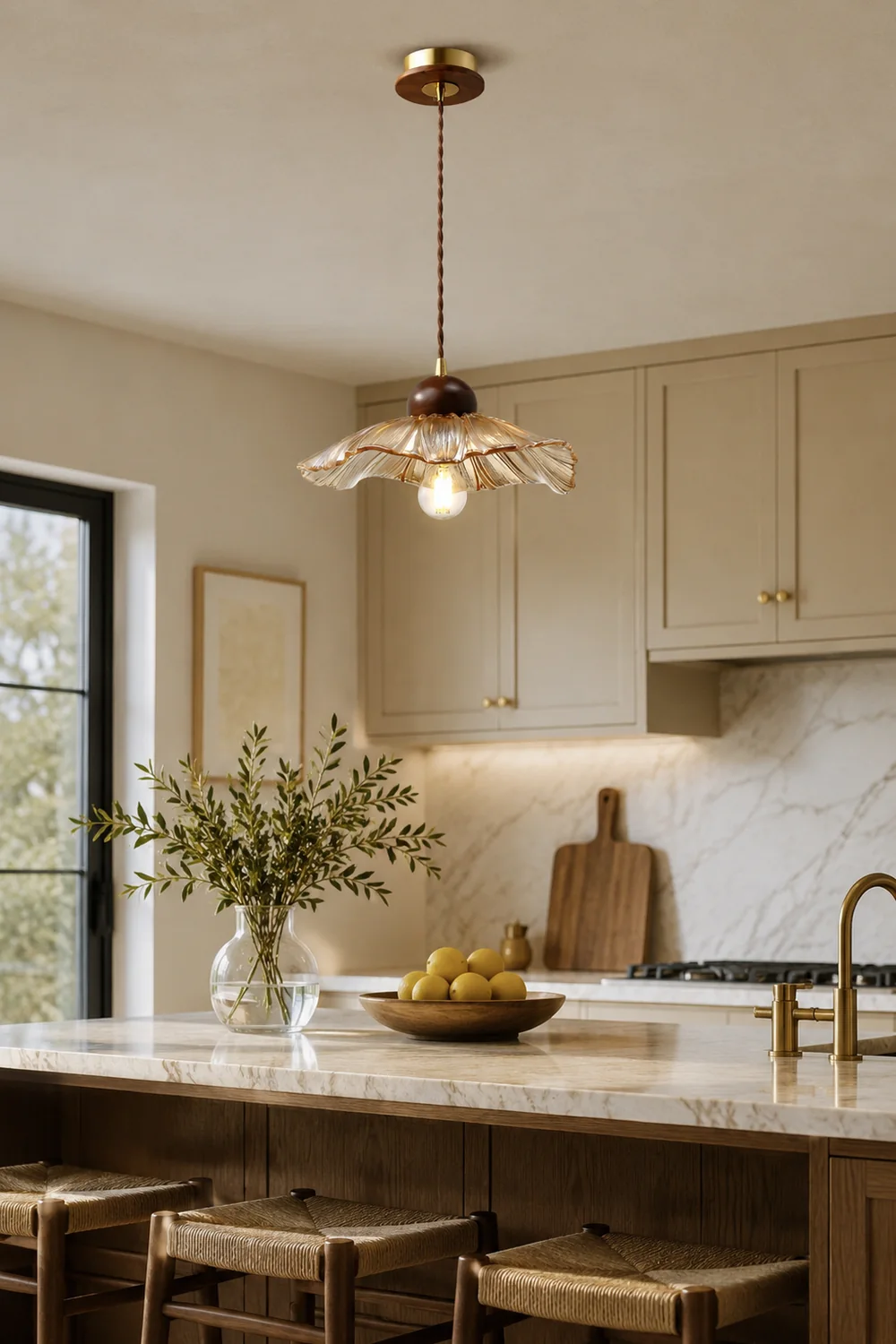 Scalloped Floral Pendant Lamp - Lumpaz