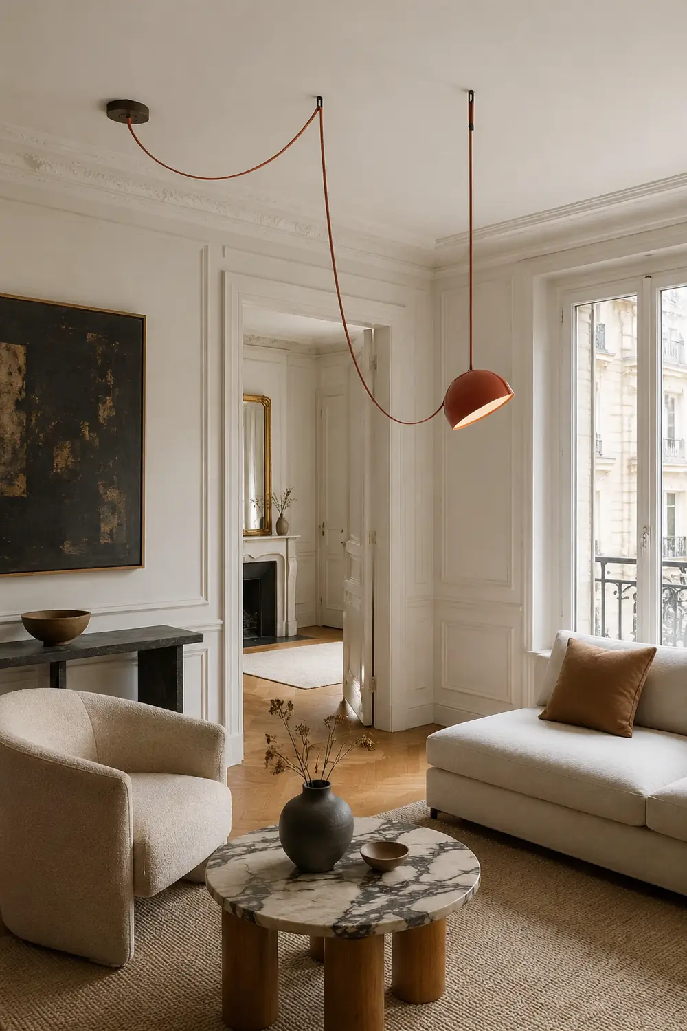 Light Rail Semispheres Leather Pendant Lamp - Lumpaz