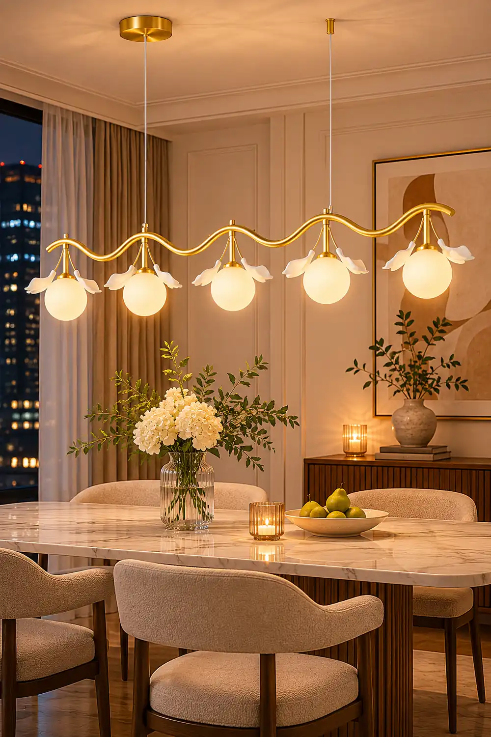 Allanie Gingko Long Chandelier - Lumpaz