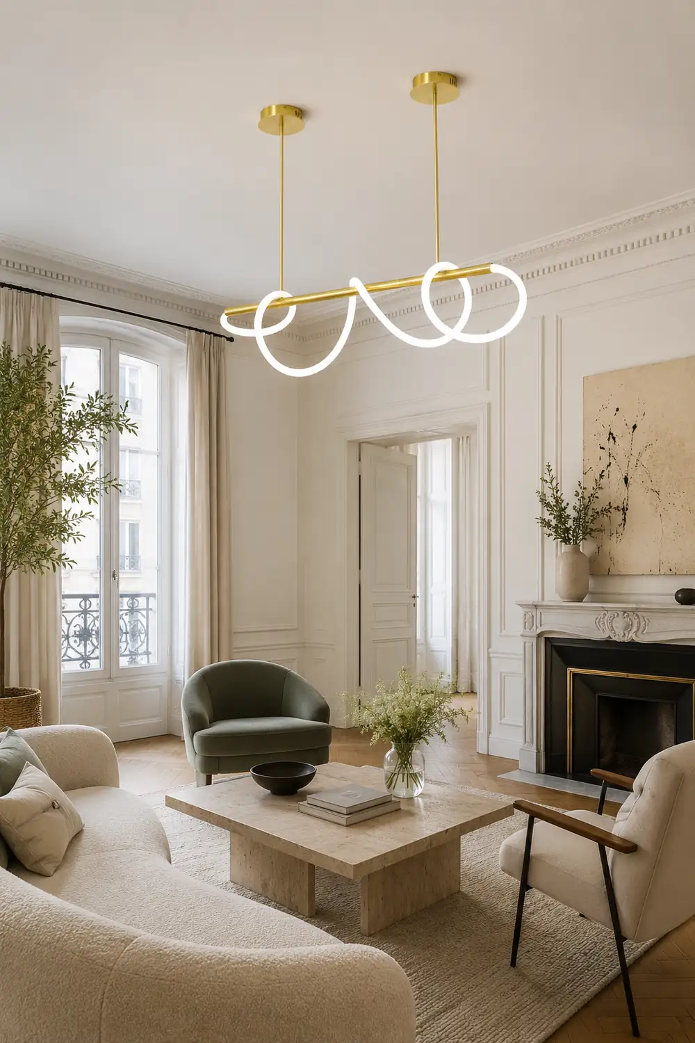 Serpentine Glow Gold Chandelier - Lumpaz
