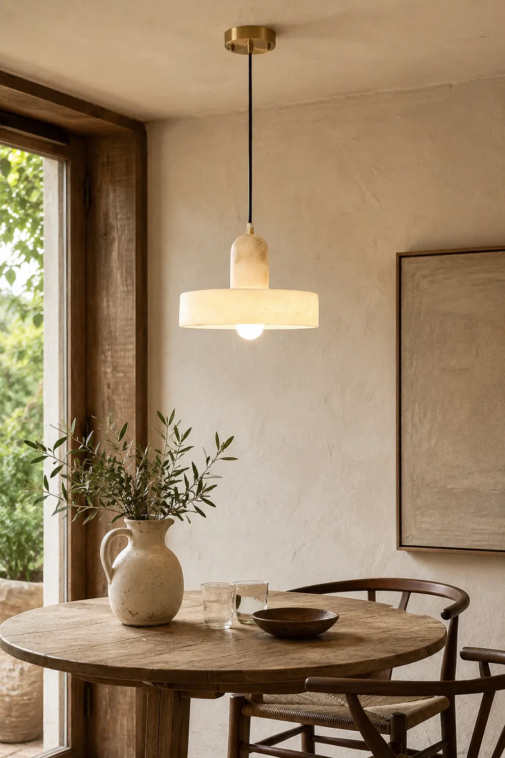 Disc Orb Alabaster Pendant Lamp - Lumpaz