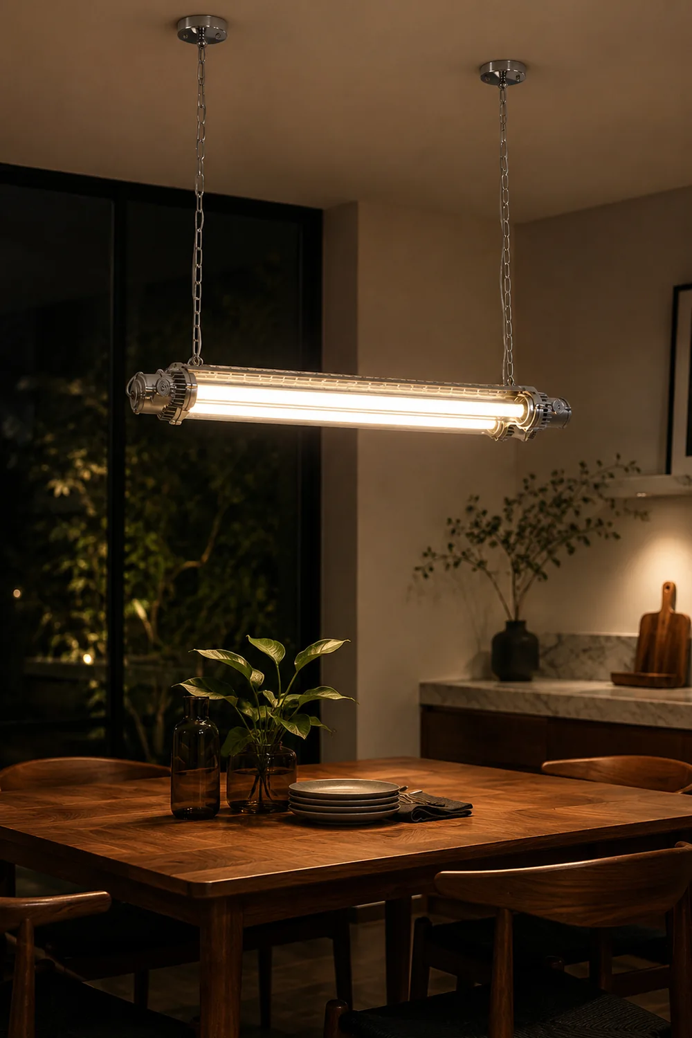 Double Tube Silver Chandelier - Lumpaz