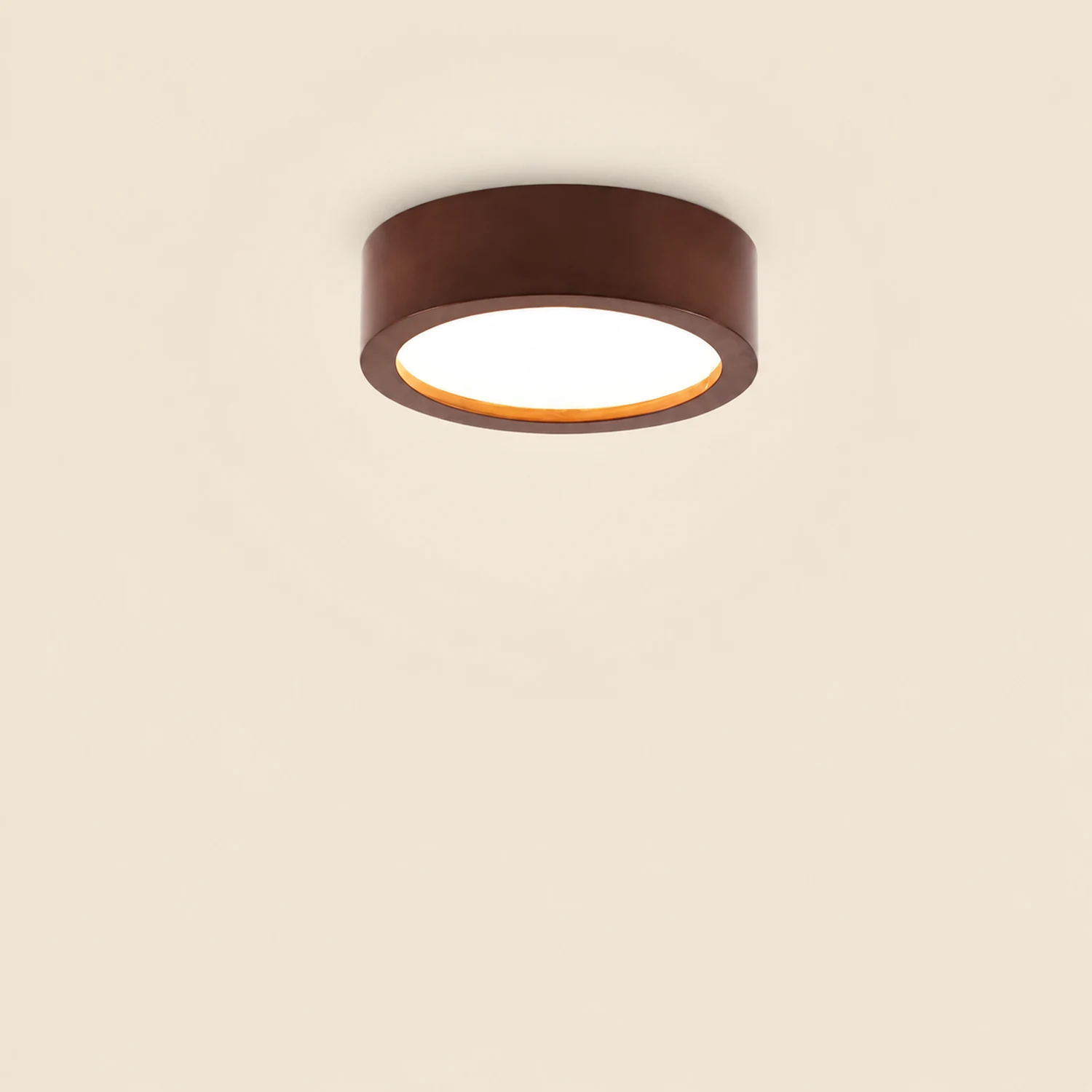 Contemporary Wood Round Flush Mount LED Ceiling Light - Lumpaz