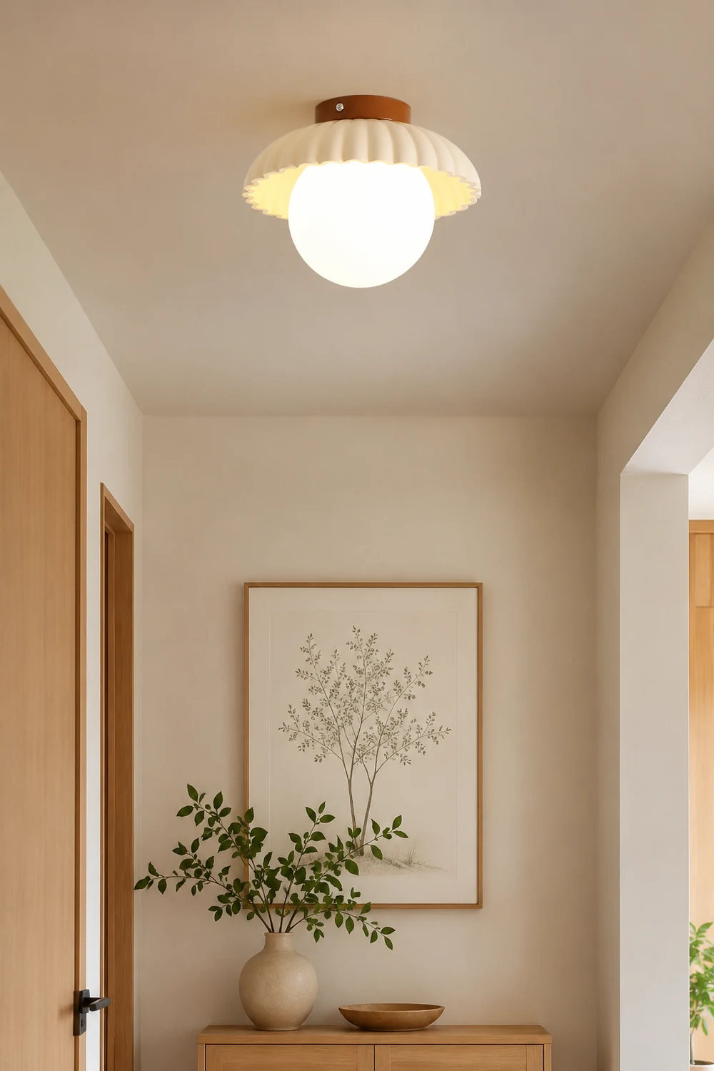 French Creamy Glass Stained Ceiling Light - Lumpaz
