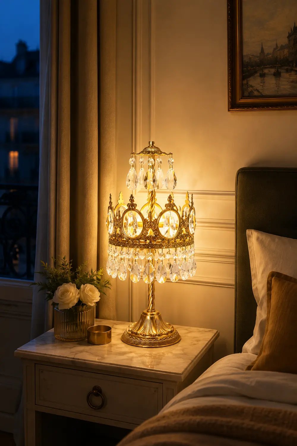 Vintage Crystal Table Lamp - Lumpaz