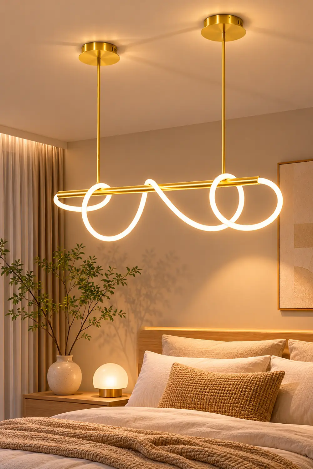 Serpentine Glow Gold Chandelier - Lumpaz