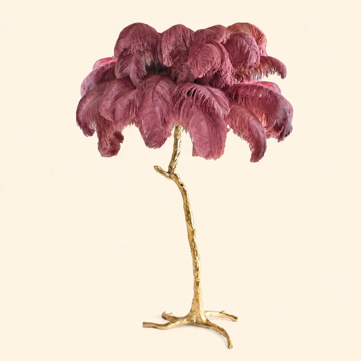 Ostrich Feather Brass Floor Lamp - Lumpaz