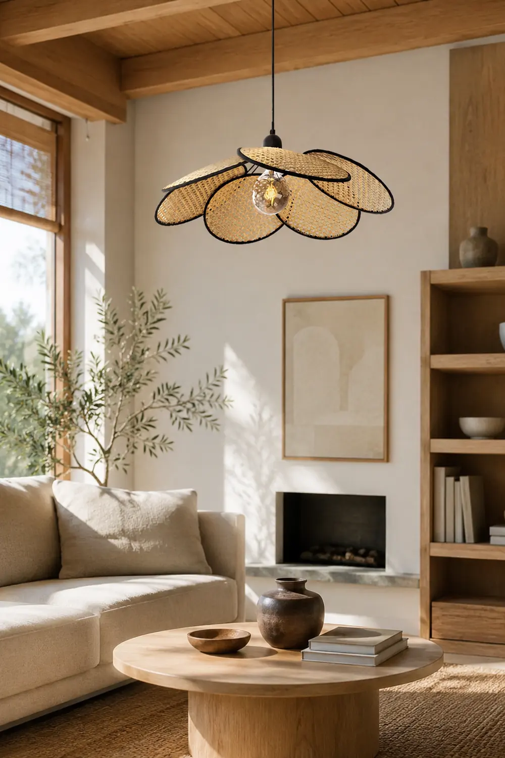 Campbell Rattan Pendant Lamp - Lumpaz