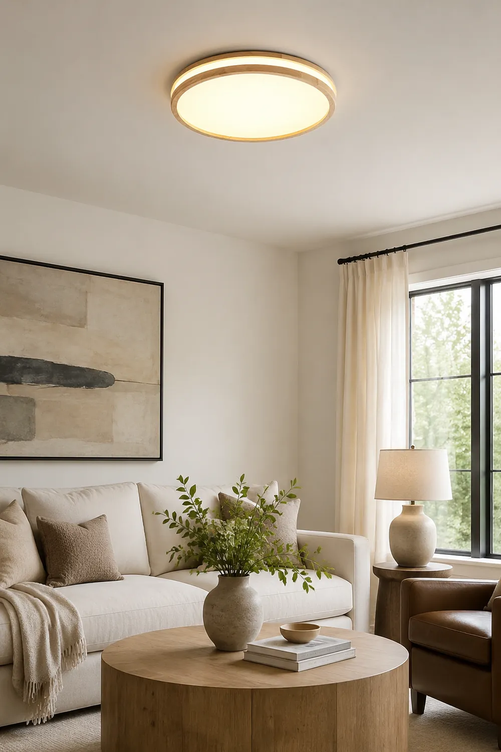 Vintage Wood Round LED Ceiling Light - Lumpaz