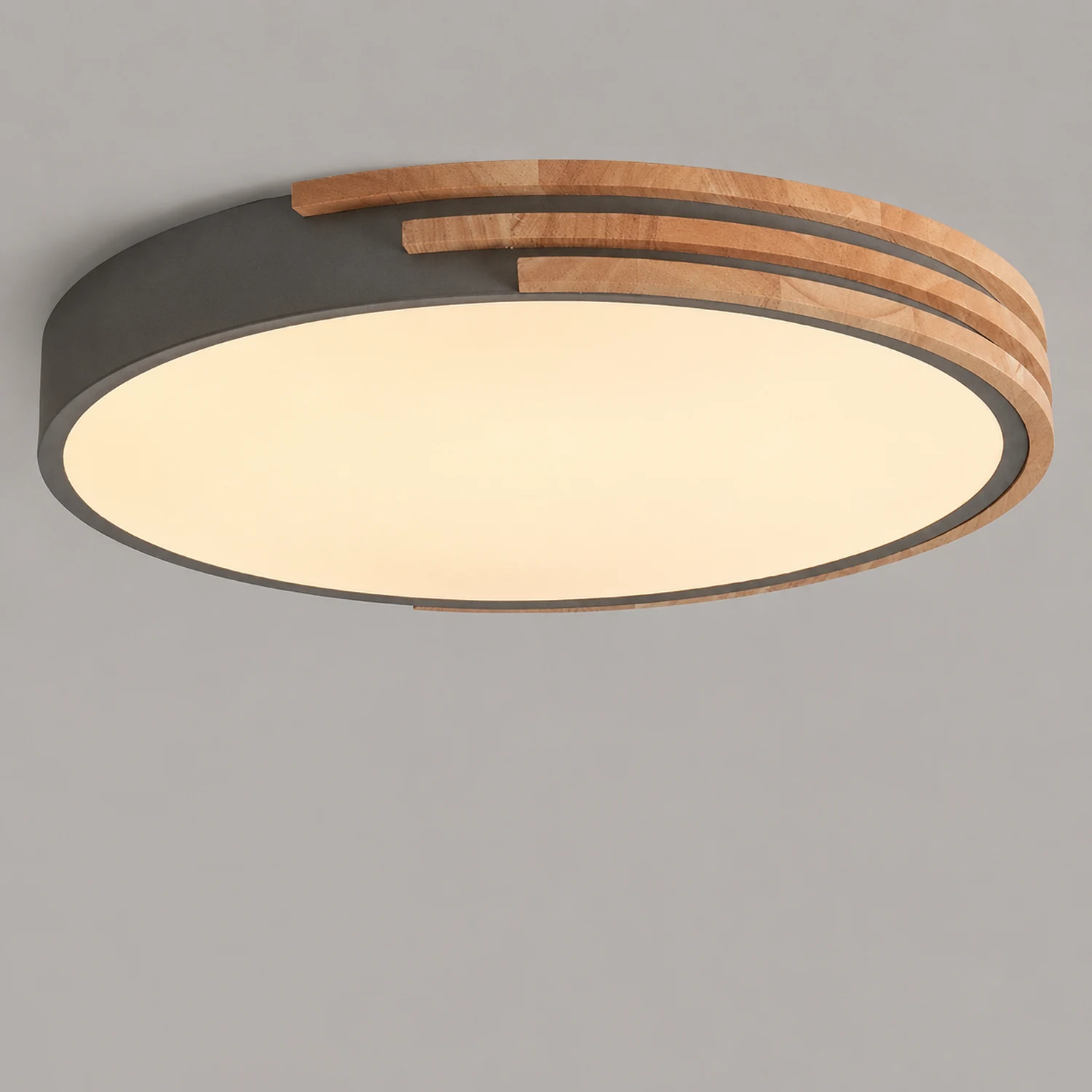 Round LED Dimmable Wood Ceiling Lamp - Lumpaz