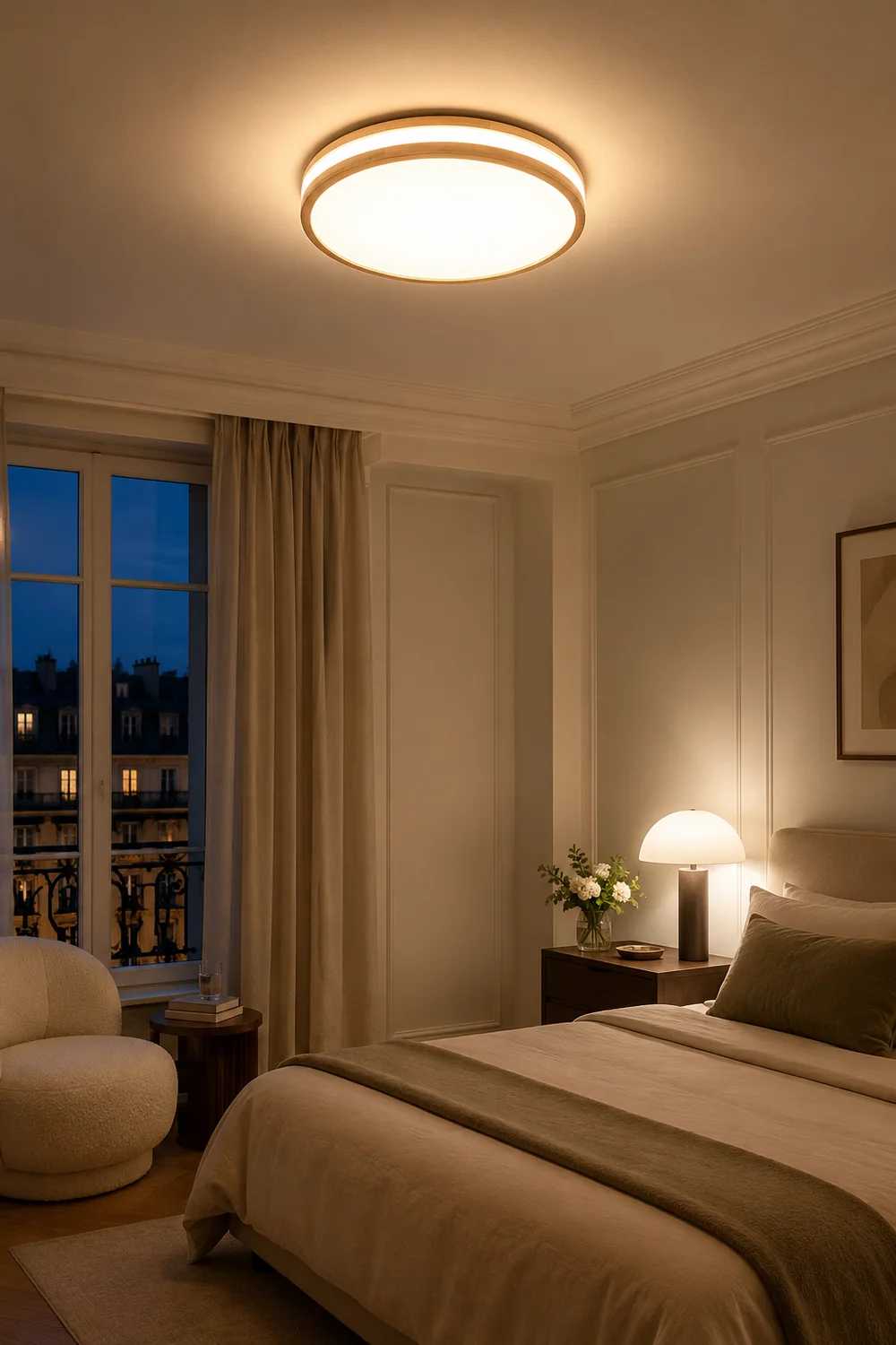Vintage Wood Round LED Ceiling Light - Lumpaz