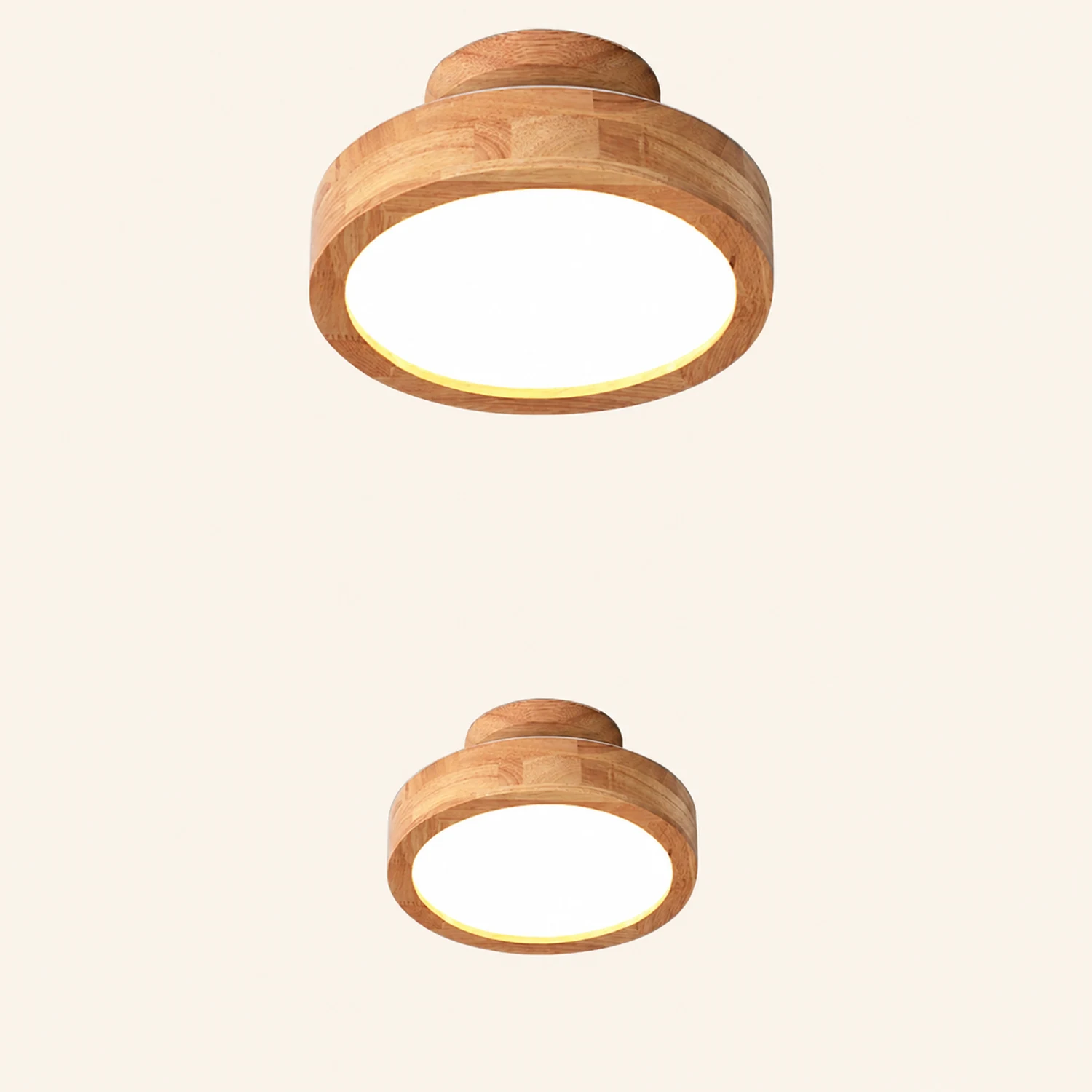 Contemporary Wood Round Flush Mount LED Ceiling Light - Lumpaz