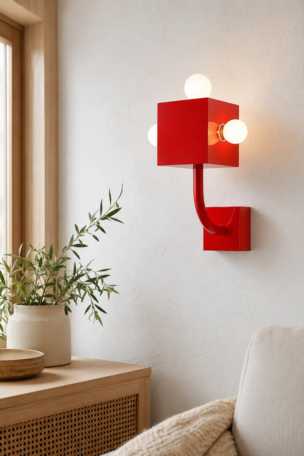 Red Cube Wall Lamp - Lumpaz
