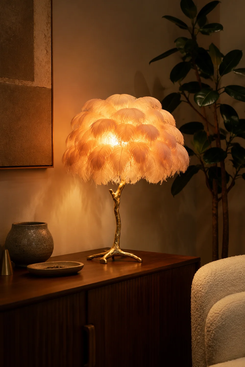 Ostrich Feather Table Lamp - Lumpaz