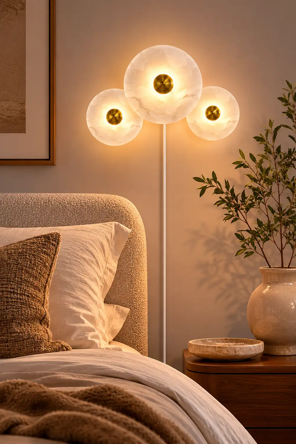 Round Alabaster Combination Plug In Wall Lamp - Lumpaz