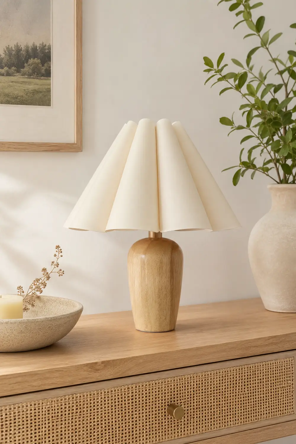Vintage Fluted Beige Table Lamp - Lumpaz