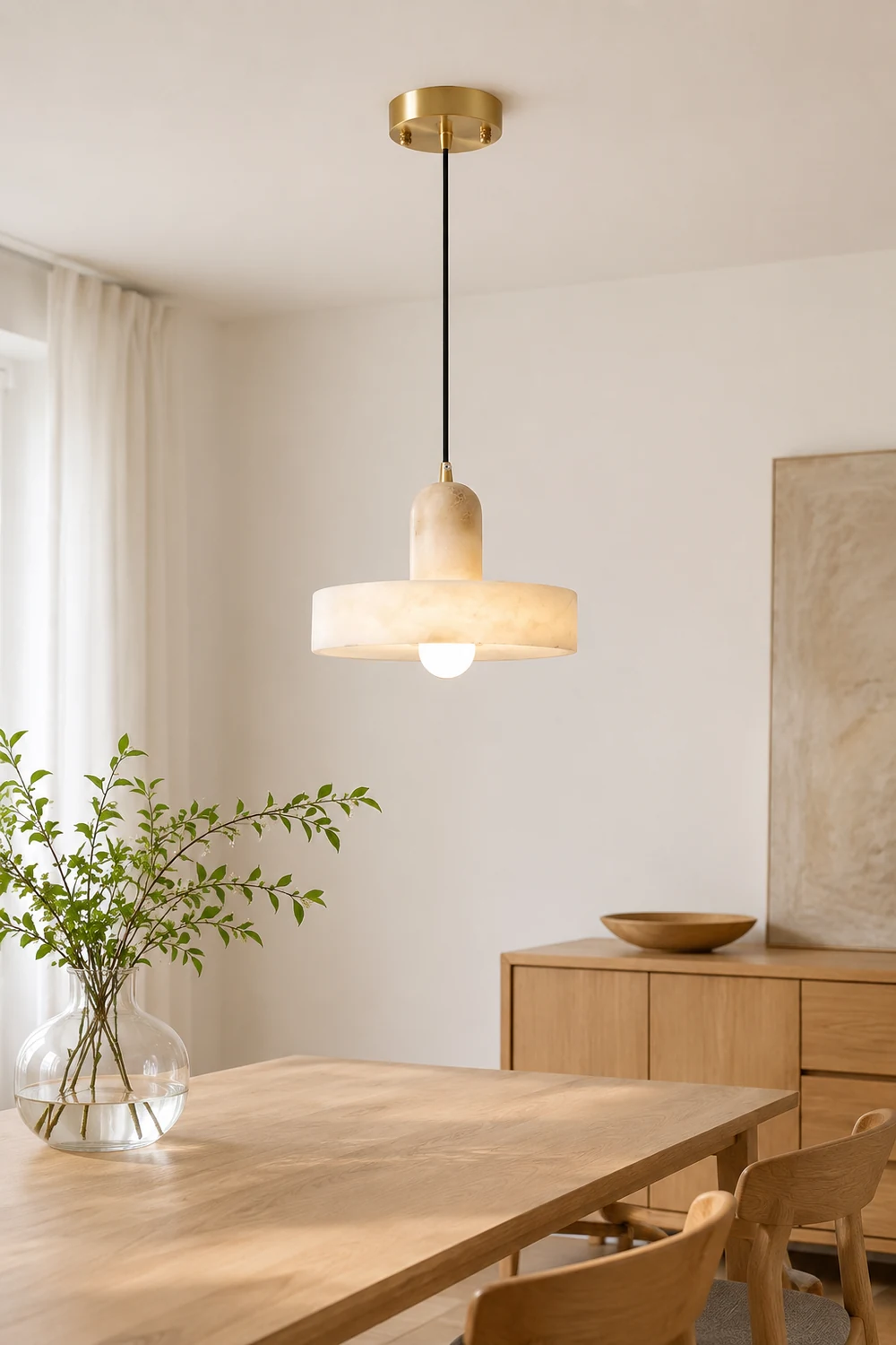 Disc Orb Alabaster Pendant Lamp - Lumpaz