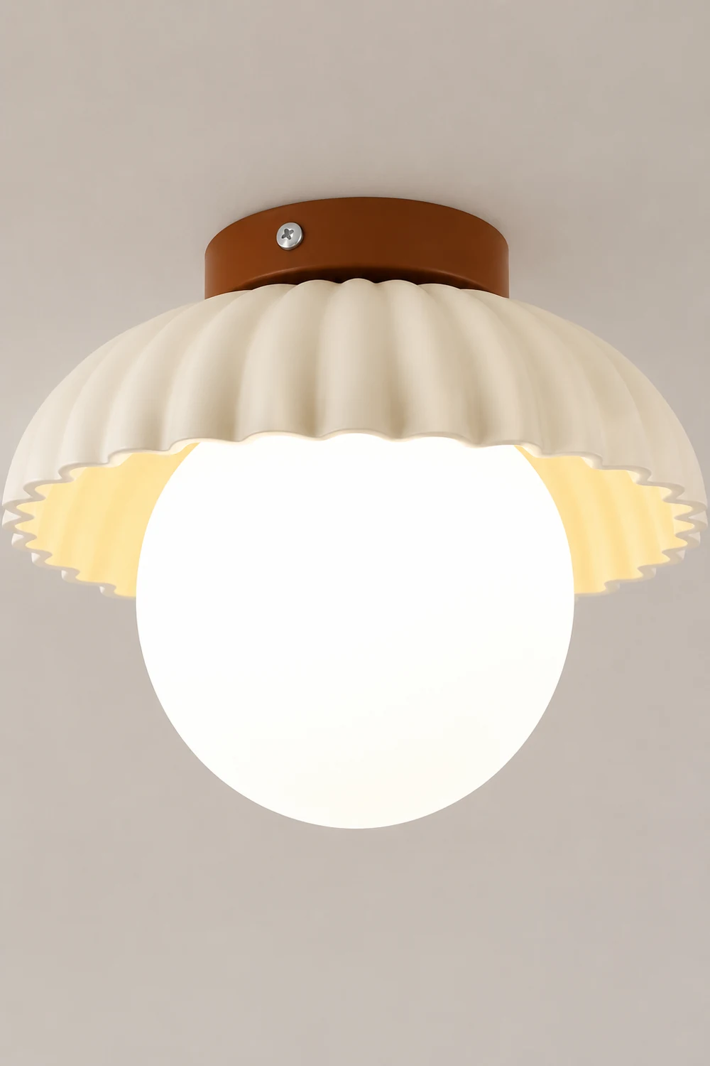 French Creamy Glass Stained Ceiling Light - Lumpaz