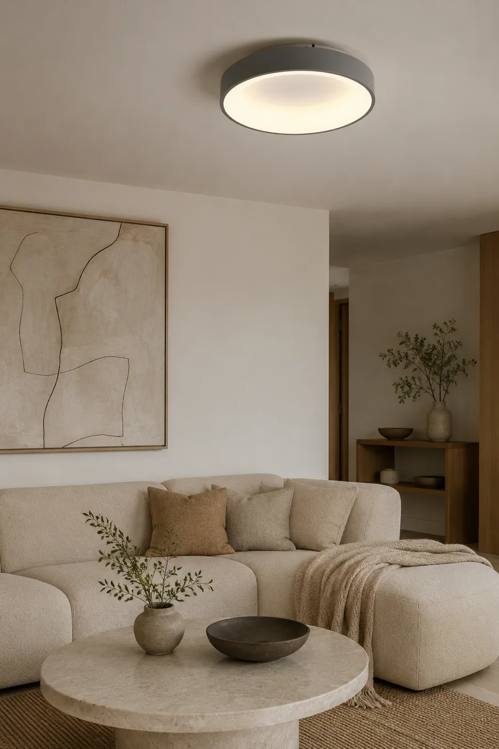 Scandinavian Grey Round LED Ceiling Light - Lumpaz