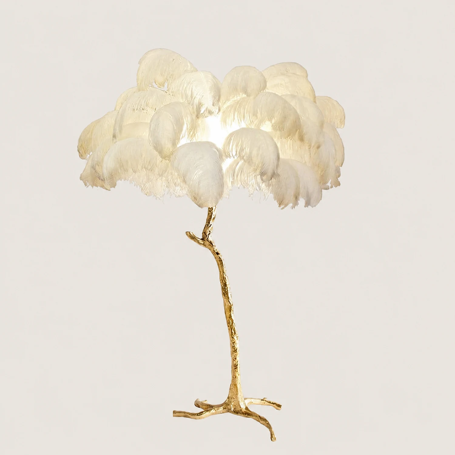 Ostrich Feather Brass Floor Lamp - Lumpaz