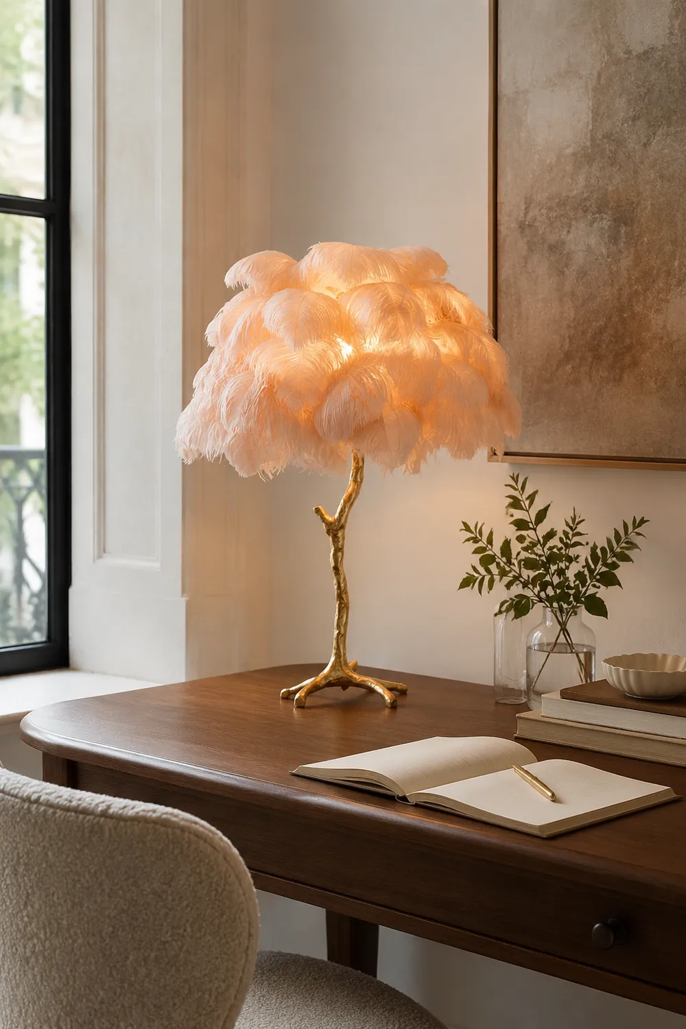 Ostrich Feather Table Lamp - Lumpaz