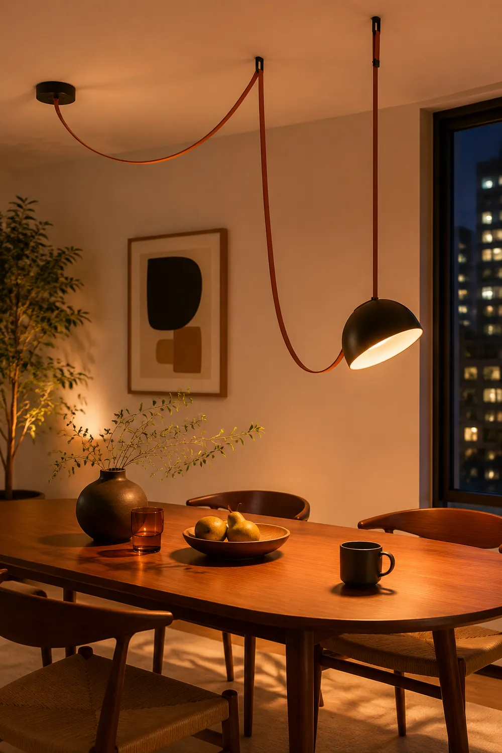 Light Rail Semispheres Leather Pendant Lamp - Lumpaz