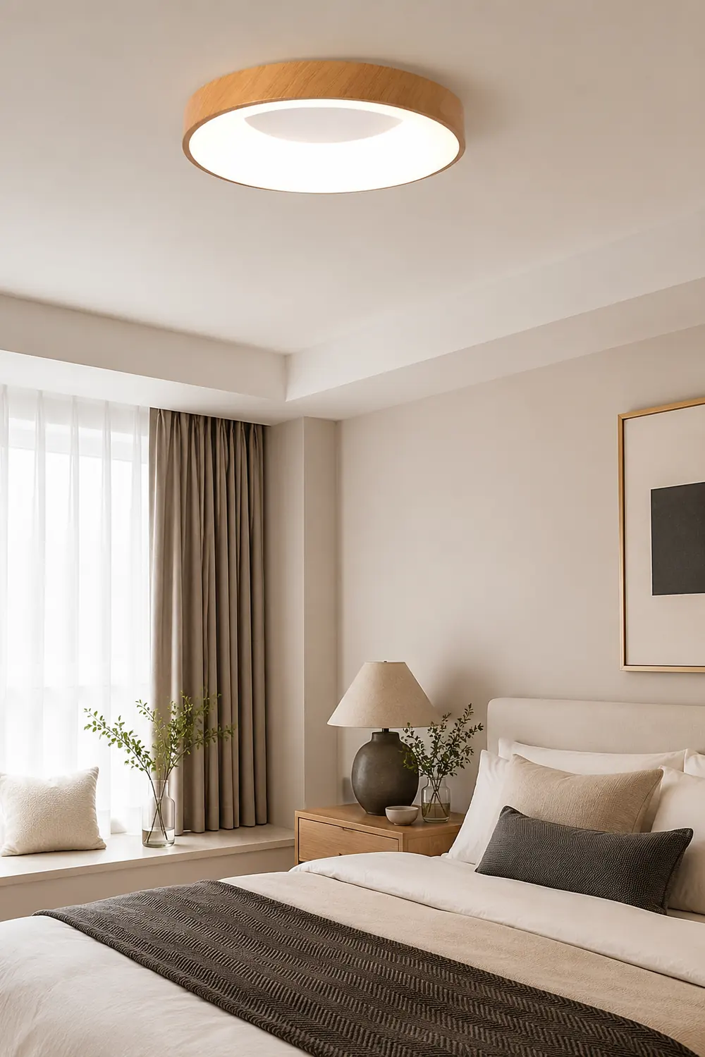 Natural Wood Round LED Ceiling Light - Lumpaz