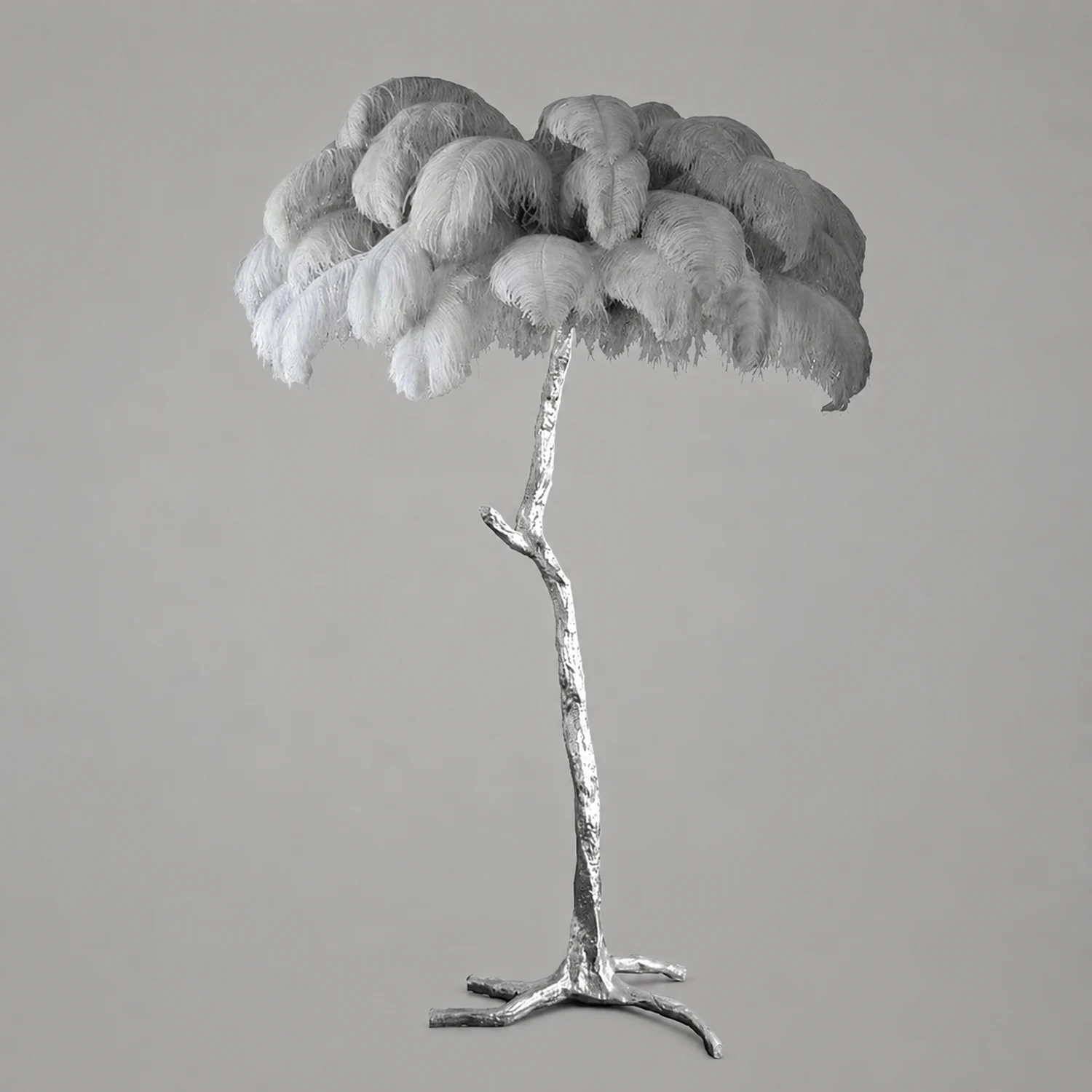 Ostrich Feather Brass Floor Lamp - Lumpaz